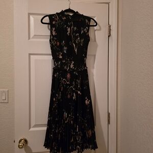 Nanette Lepore Pleated Floral Fit & Flare Midi Dress.